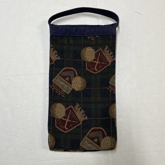 Vintage Dee Dee Design Golf Accessor Bag‎ Blue Plaid Tapestry Two Sided - Picture 5 of 12